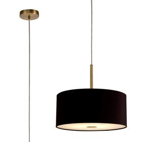 DK0219  Baymont 40cm Pendant 1 Light Antique Brass, Midnight Black/Green Olive, Frosted Diffuser